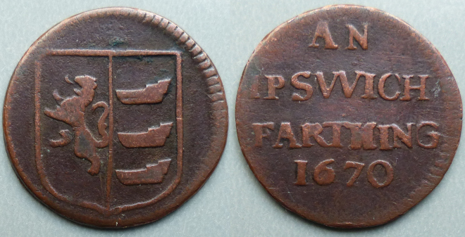 Ipswich, town issue 1670 farthing N4351